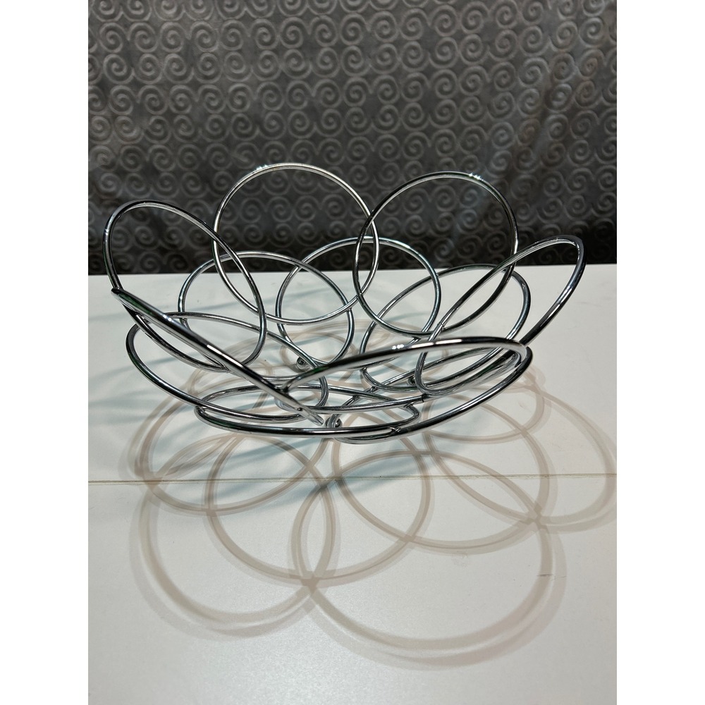 Modern Chrome Wire Circle Fruit Bowl Decorative Table‎ Centerpiece